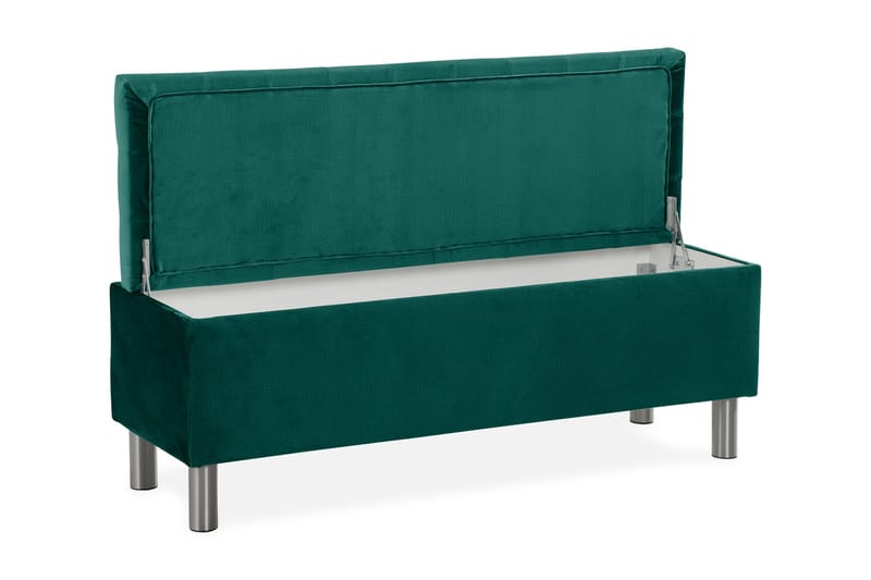 Ella Sängkista 140cm Rutig - Grön/Sammet - Förvaring - Förvaringsmöbler - Förvaringskista & sängkista