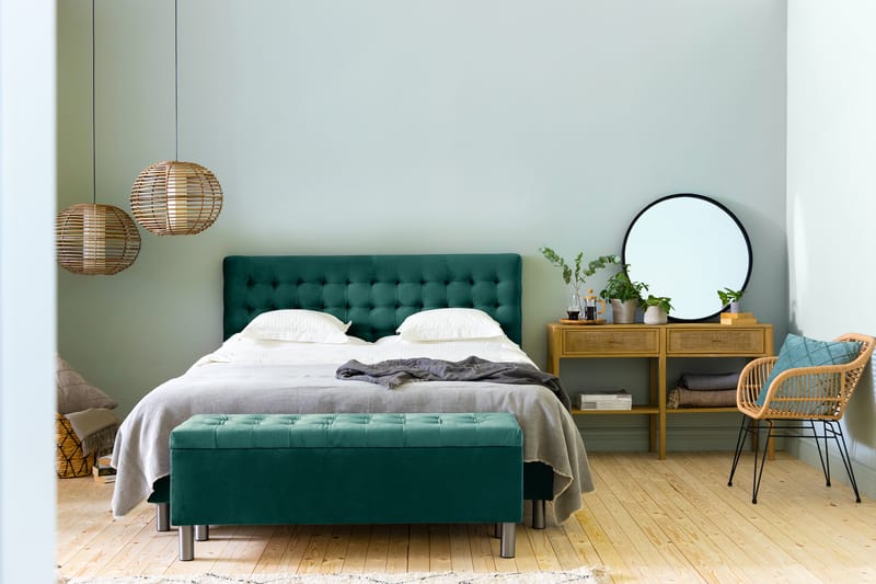 Sängkista Rebeca 140 cm Square - Grön - Sängbänk - Sängförvaring - Förvaringskista & sängkista