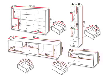 Fayric Möbelset För Vardagsrum - Beige - Förvaring - Förvaringsmöbler - Möbelset för vardagsrum