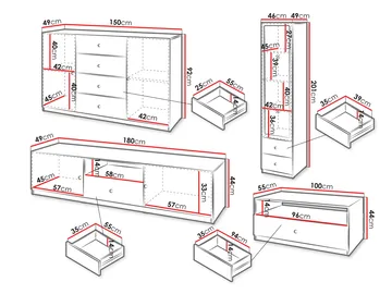 Fayric Möbelset För Vardagsrum - Beige - Förvaring - Förvaringsmöbler - Möbelset för vardagsrum