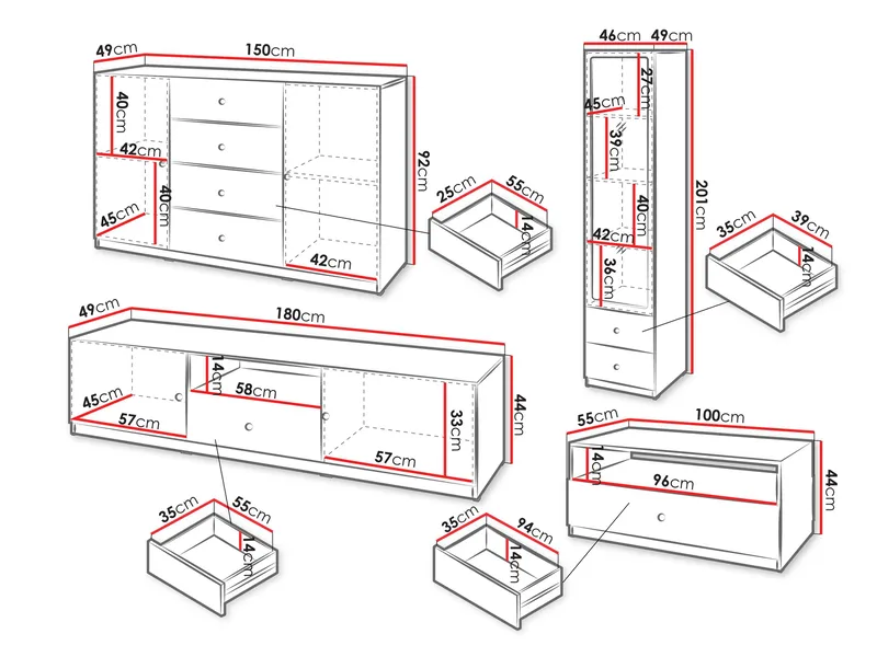 Fayric Möbelset För Vardagsrum - Beige - Förvaring - Förvaringsmöbler - Möbelset för vardagsrum