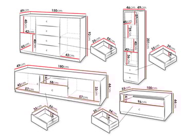Fayric Möbelset För Vardagsrum - Beige - Förvaring - Förvaringsmöbler - Möbelset för vardagsrum