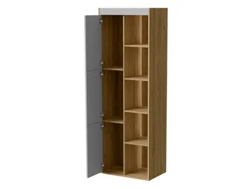 Fiorea Möbelset - Tv-bänk 200 cm + Vägghylla 138 cm +  Skänk 151 cm + Vitrinskåp 60 cm - brun och grå - Förvaring - Förvaringsmöbler - Möbelset för vardagsrum
