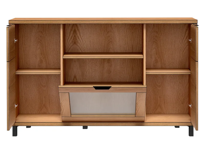 Fonti Rektangulär Skänk 158 cm i Trä med Ekutseende och Metallben - Svart|Brun - Förvaring - Förvaringsmöbler - Sideboard & skänk