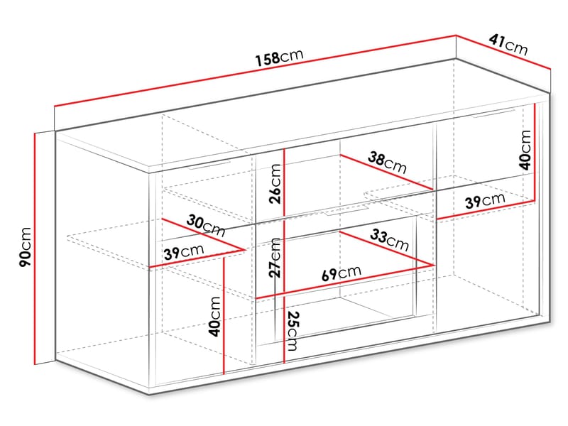 Fonti Rektangulär Skänk 158 cm i Trä med Glaslucka - Brun - Förvaring - Förvaringsmöbler - Sideboard & skänk