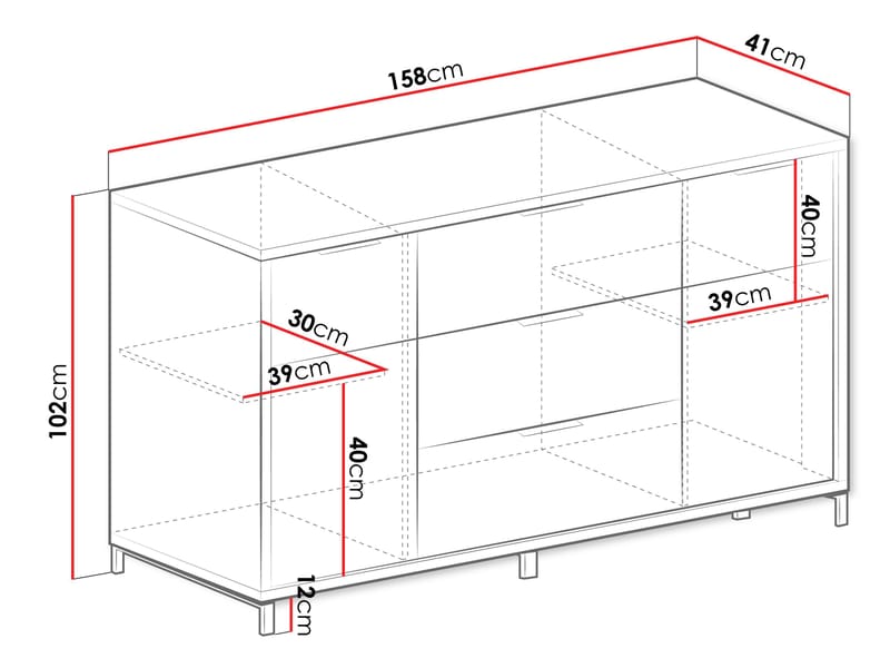 Fonti Rektangulär Skänk 158 cm i Trä - Svart|Brun - Förvaring - Förvaringsmöbler - Sideboard & skänk