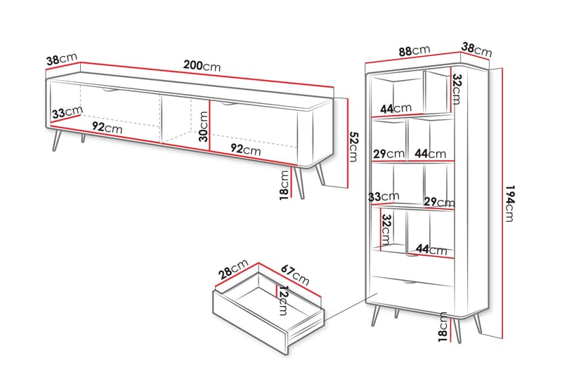 Forba Möbelset För Vardagsrum - Beige - Förvaring - Förvaringsmöbler - Möbelset för vardagsrum