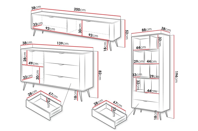 Forba Möbelset För Vardagsrum - Beige - Förvaring - Förvaringsmöbler - Möbelset för vardagsrum