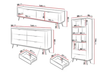 Forba Möbelset För Vardagsrum - Beige - Förvaring - Förvaringsmöbler - Möbelset för vardagsrum