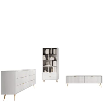 Forba Möbelset vardagsrum - tv-bänk, bokhylla och skänk - vit - Förvaring - Förvaringsmöbler - Möbelset för vardagsrum