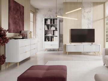 Forba Möbelset vardagsrum - tv-bänk, bokhylla och skänk - vit - Förvaring - Förvaringsmöbler - Möbelset för vardagsrum