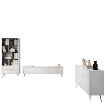 Forba Möbelset vardagsrum - tv-bänk, bokhylla och skänk - vit - Förvaring - Förvaringsmöbler - Möbelset för vardagsrum