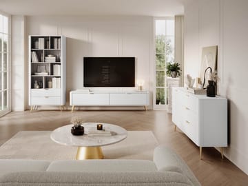 Forba Möbelset vardagsrum - tv-bänk, bokhylla och skänk - vit - Förvaring - Förvaringsmöbler - Möbelset för vardagsrum