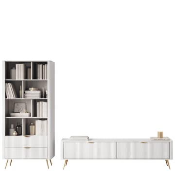 Forba Möbelset vardagsrum - tv-bänk och bokhylla - vit - Förvaring - Förvaringsmöbler - Möbelset för vardagsrum