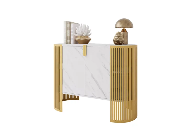 Friend Skänk 120x40 cm, Guld/Vit