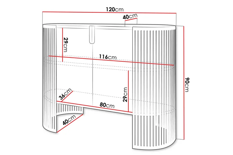 Friend Skänk 120x40 cm - Guld/Vit - Förvaring - Förvaringsmöbler - Sideboard & skänk