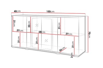Gamal Skänk 150x40 cm i Glas med Glasdörrar - Brun - Förvaring - Förvaringsmöbler - Sideboard & skänk