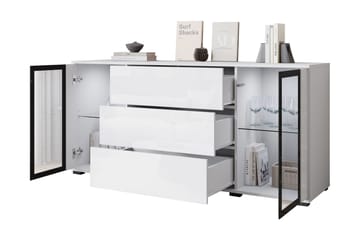 Gamal Skänk 150x40 cm i Trä med Glasdörrar - Vit - Förvaring - Förvaringsmöbler - Sideboard & skänk