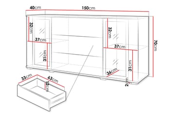 Gamal Skänk 150x40 cm - Vit - Förvaring - Förvaringsmöbler - Sideboard & skänk