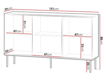 Gravendal Skänk 151x88 cm - Svart, valnöt - Förvaring - Förvaringsmöbler - Sideboard & skänk