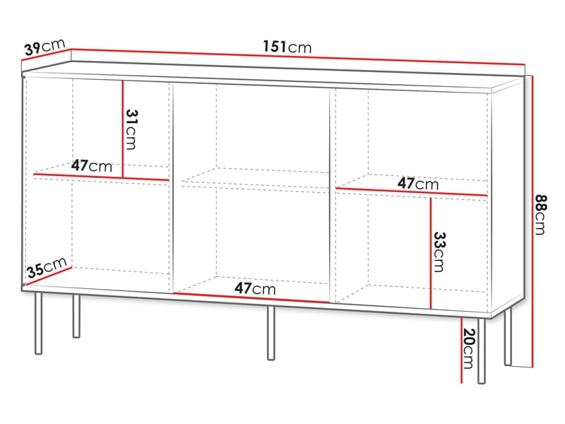Gravendal Skänk 151x88 cm - Svart, valnöt - Förvaring - Förvaringsmöbler - Sideboard & skänk