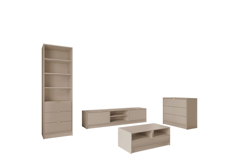 Gudelia Möbelset För Vardagsrum - Beige - Förvaring - Förvaringsmöbler - Möbelset för vardagsrum