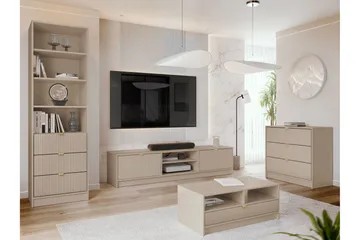 Gudelia Möbelset För Vardagsrum - Beige - Förvaring - Förvaringsmöbler - Möbelset för vardagsrum