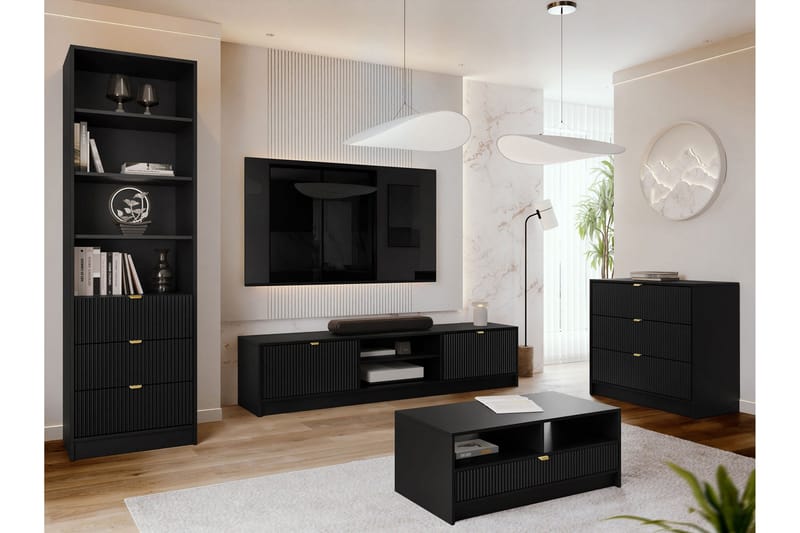 Gudelia Möbelset För Vardagsrum - Svart - Förvaring - Förvaringsmöbler - Möbelset för vardagsrum