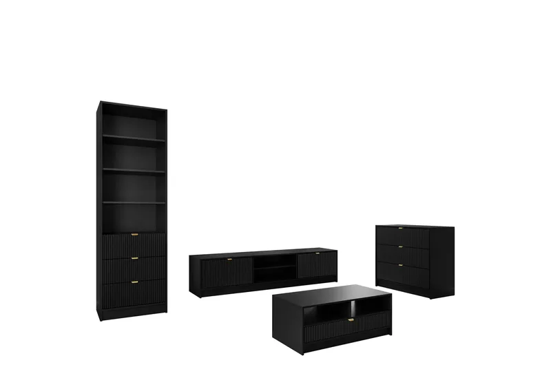 Gudelia Möbelset För Vardagsrum, Svart