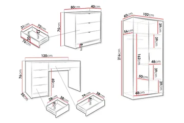 Gudelia Möbelset För Vardagsrum - Vit - Förvaring - Förvaringsmöbler - Möbelset för vardagsrum