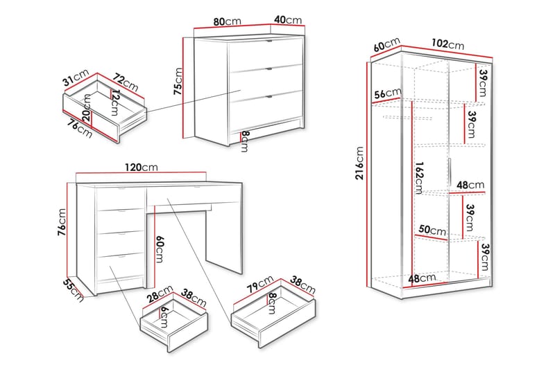 Gudelia Möbelset För Vardagsrum - Vit - Förvaring - Förvaringsmöbler - Möbelset för vardagsrum
