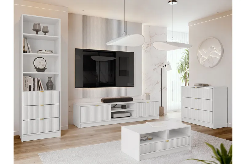 Gudelia Möbelset För Vardagsrum - Vit - Förvaring - Förvaringsmöbler - Möbelset för vardagsrum