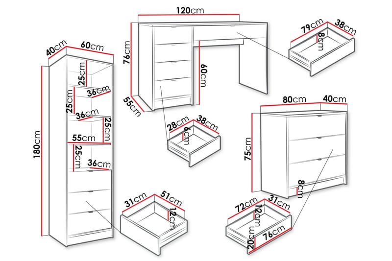 Gudelia Möbelset För Vardagsrum - Vit - Förvaring - Förvaringsmöbler - Möbelset för vardagsrum