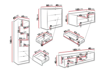 Gudelia Möbelset För Vardagsrum - Vit - Förvaring - Förvaringsmöbler - Möbelset för vardagsrum