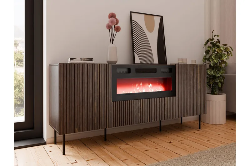 Hammarstrand Byrå 181 cm - Valnöt - Inredning - Kaminer - Kamin utan skorsten - Elkamin