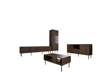 Hammarstrand TV Möbelset Vardagsrum - Valnöt / Svart / Ribbad Trä - Förvaring - Förvaringsmöbler - Möbelset för vardagsrum