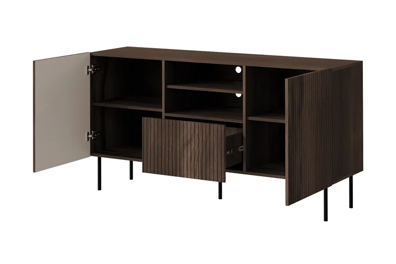 Hammarstrand TV Möbelset Vardagsrum - Valnöt / Svart / Ribbad Trä - Förvaring - Förvaringsmöbler - Möbelset för vardagsrum