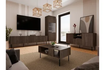 Hammarstrand TV Möbelset Vardagsrum - Valnöt / Svart / Ribbad Trä - Förvaring - Förvaringsmöbler - Möbelset för vardagsrum