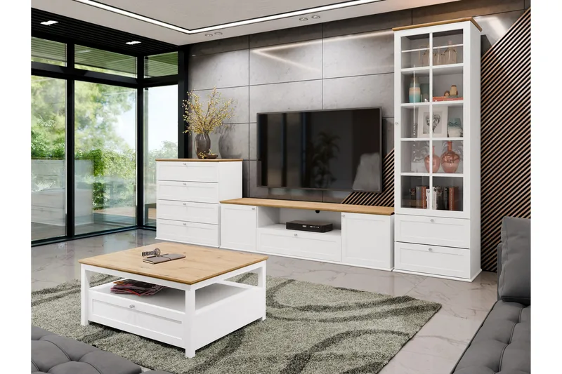 Hammerdal Möbelset För Vardagsrum - Vit/Ek - Förvaring - Förvaringsmöbler - Möbelset för vardagsrum