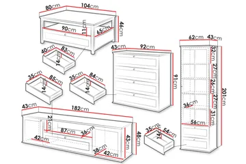 Hammerdal Möbelset För Vardagsrum - Vit/Ek - Förvaring - Förvaringsmöbler - Möbelset för vardagsrum