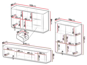 Hilafin Möbelset för Vardagsrum - Förvaring - Förvaringsmöbler - Möbelset för vardagsrum