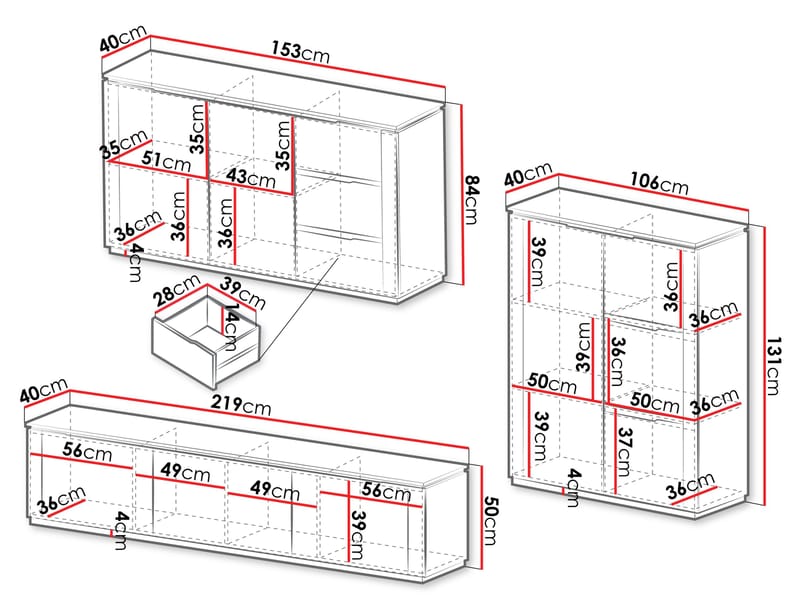 Hilafin Möbelset för Vardagsrum - Förvaring - Förvaringsmöbler - Möbelset för vardagsrum
