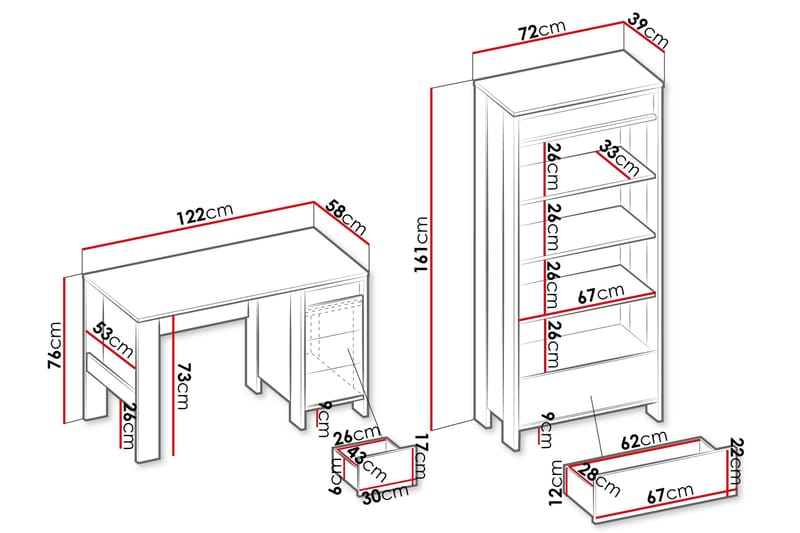 Huddinge Möbelset För Vardagsrum - Brun/Svart - Förvaring - Förvaringsmöbler - Möbelset för vardagsrum