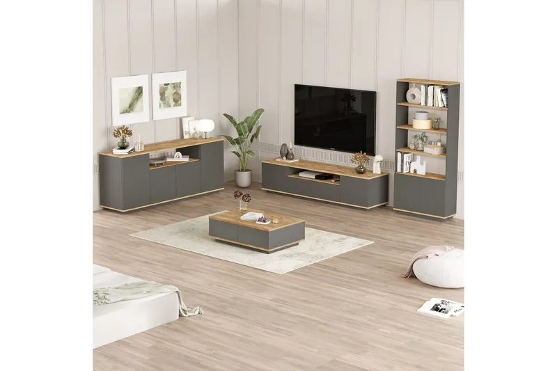 Jaivind Möbelset För Vardagsrum - Brun/Antracit - Förvaring - Förvaringsmöbler - Möbelset för vardagsrum