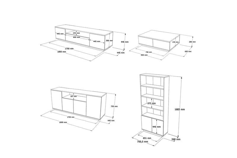Jaivind Möbelset För Vardagsrum - Brun/Antracit - Förvaring - Förvaringsmöbler - Möbelset för vardagsrum