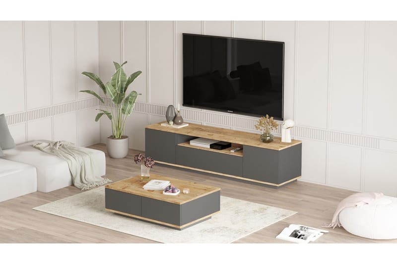 Jaivind Möbelset För Vardagsrum - Brun/Antracit - Förvaring - Förvaringsmöbler - Möbelset för vardagsrum