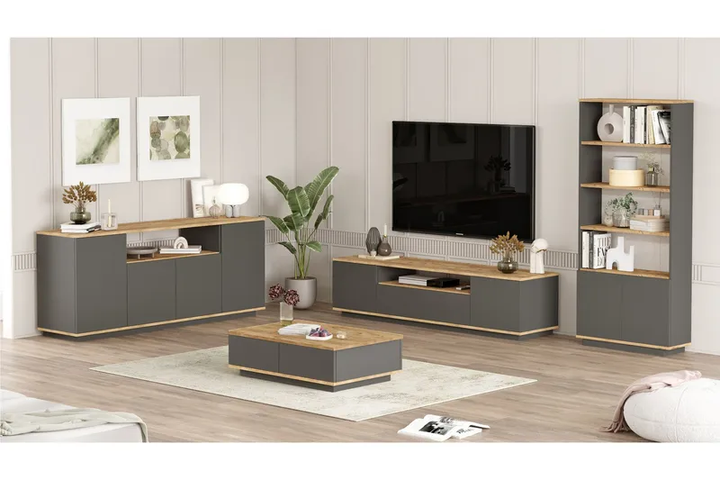 Jaivind Möbelset För Vardagsrum - Brun/Antracit - Förvaring - Förvaringsmöbler - Möbelset för vardagsrum