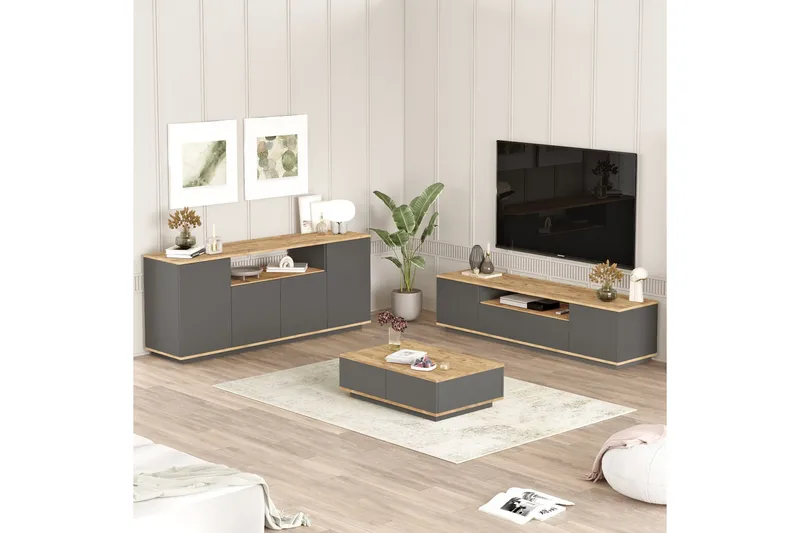 Jaivind Möbelset För Vardagsrum - Brun/Antracit - Förvaring - Förvaringsmöbler - Möbelset för vardagsrum