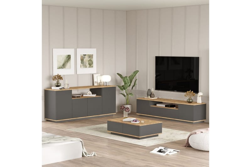 Jaivind Möbelset För Vardagsrum - Brun/Antracit - Förvaring - Förvaringsmöbler - Möbelset för vardagsrum