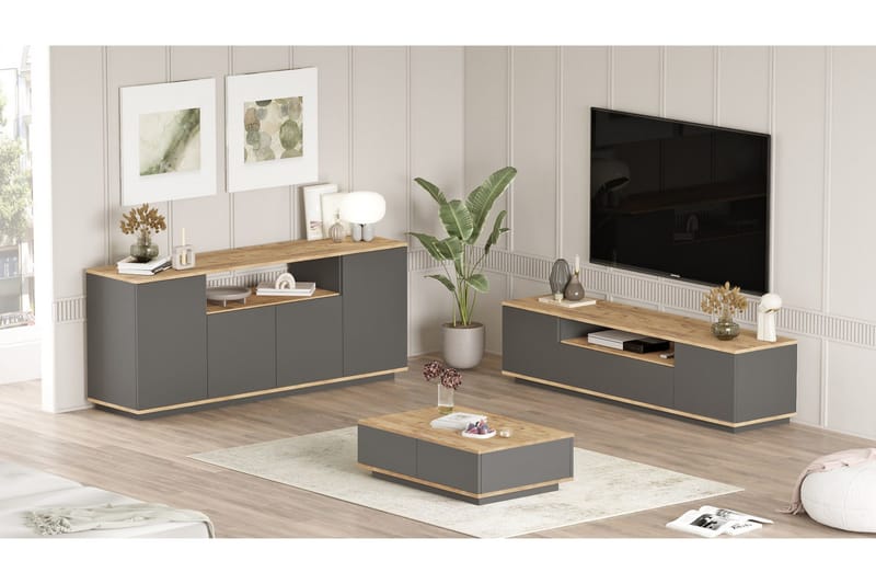 Jaivind Möbelset För Vardagsrum - Brun/Antracit - Förvaring - Förvaringsmöbler - Möbelset för vardagsrum